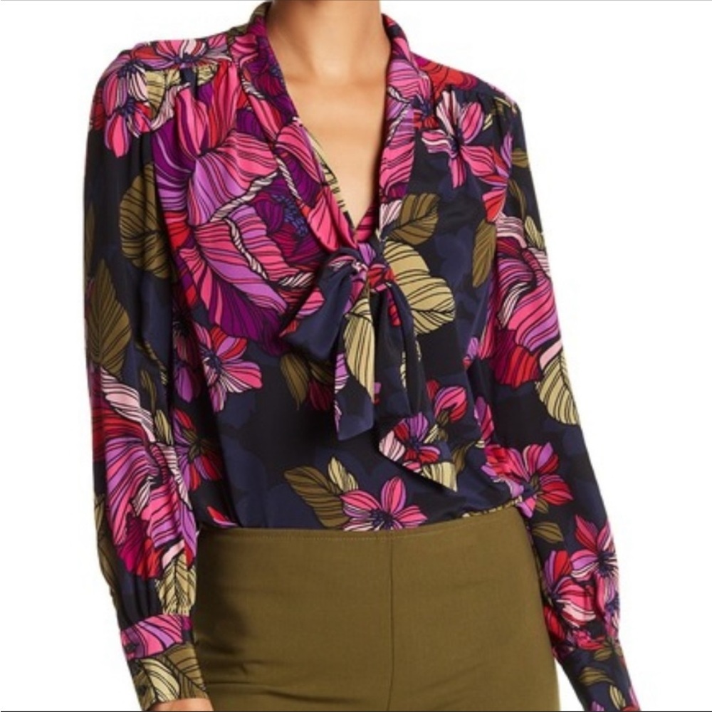 NWT Trina Turk Silk Floral Blouse